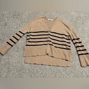 moon & madison Striped Tan and Black Women's Cardigan